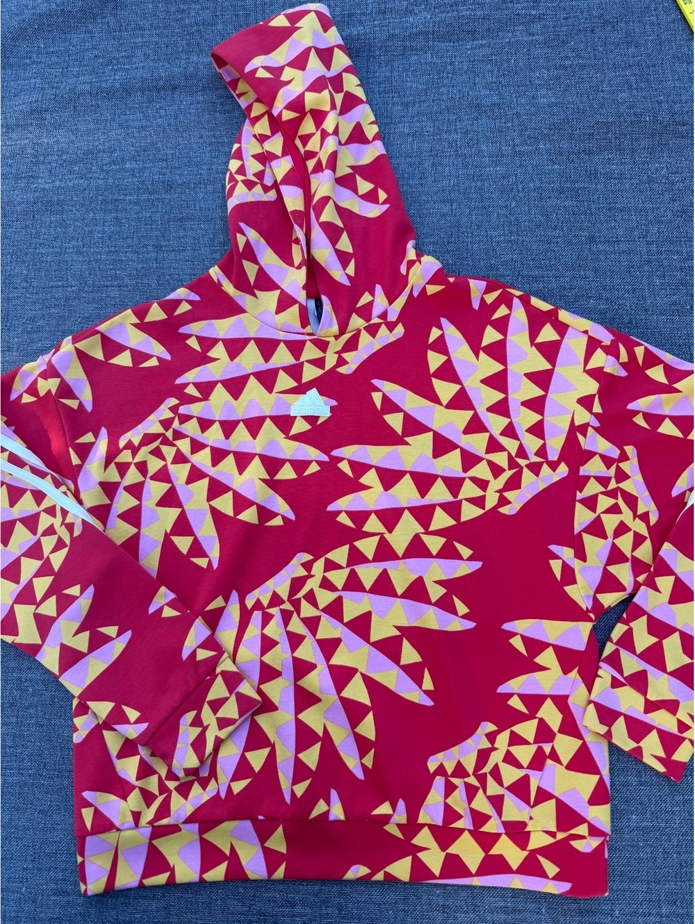 Adidas x Farm Rio NWOT Youth large Hoodie Sweatshirt with Geometric Print